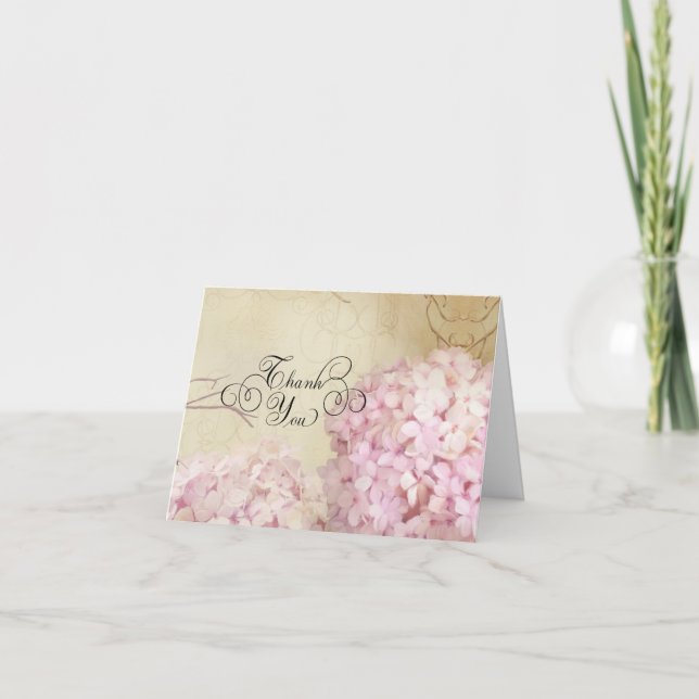 Notecard Thank You Notes Blush Pink Hydrangea Art (Front)