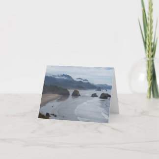 notecard with foggy Oregon beach, moody and soft
