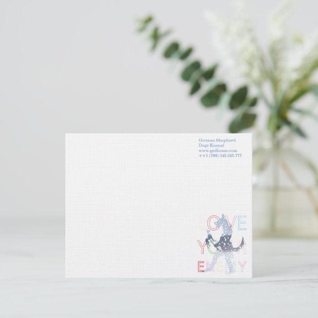 Notecards German Shepherd Watercolor Blue (Standing Front)