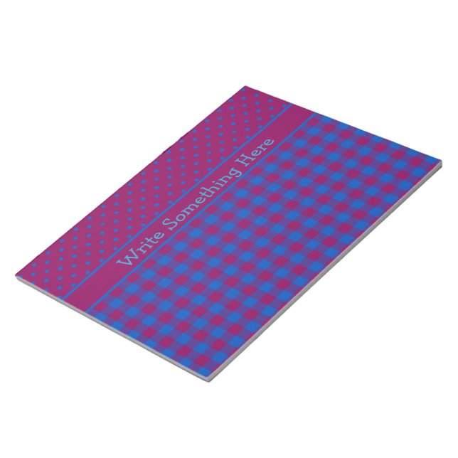 Notepad, Jotter: Plum, Blue, Polka Dots and Checks Notepad (Angled)