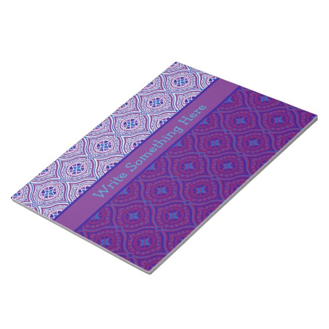 Notepad, Jotter to Personalize Purple Ogee Pattern Notepad (Angled)
