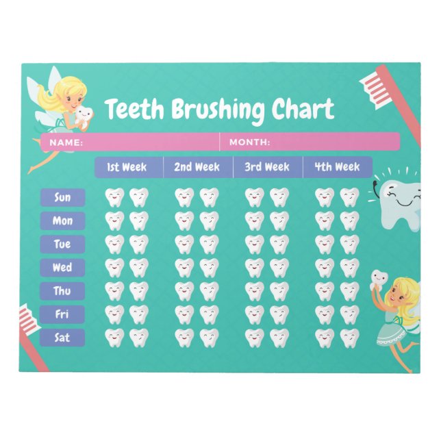 Notepad - Kids Chart Daily Teeth Brushing Fairy  (Front)
