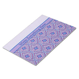 Notepad or Jotter, Purple, White Ogees, Polkas