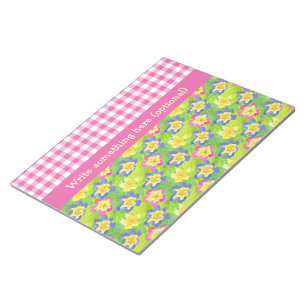 Notepad or Jotter to Personalise Primroses Gingham