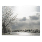 notepad with photo of icy winter landscape