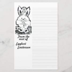 Notepaper Stationery Easter Bunny Grunge Lined