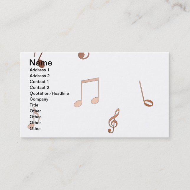 notes copper blue flut business  cards (Front)