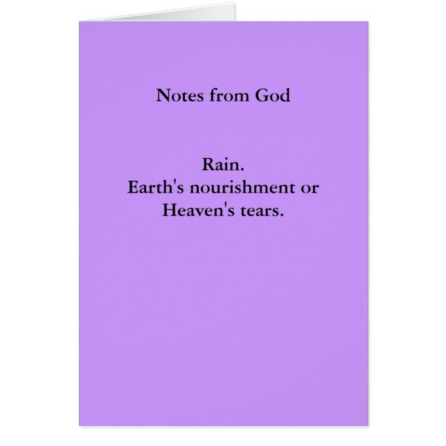 Notes from GodRain.Earth's nourishment orHeaven... (Front)