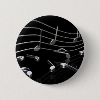 notes, music, black 6 cm round badge