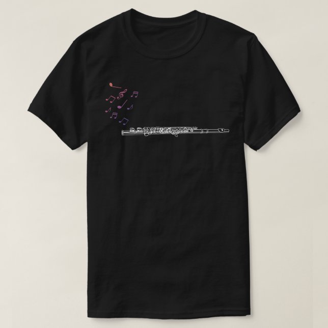 Notes Music Sheet Transverse Flute  T-Shirt (Design Front)