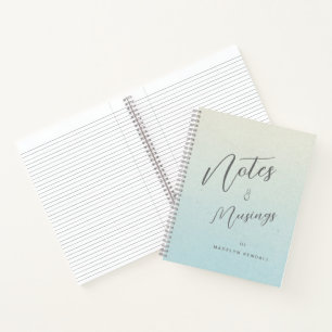 Notes & Musings Chic Script Monogram Gradient Blue Notebook