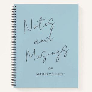 Notes & Musings Modern Script Personalised Blue Notebook