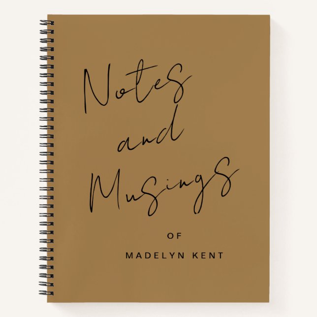 Notes & Musings Modern Script Personalised Gold Notebook (Front)