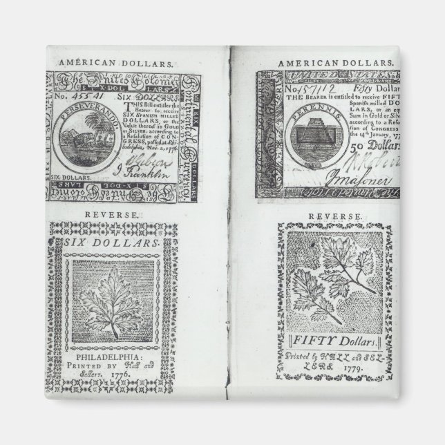 Notes of the Continental Currency Magnet (Front)