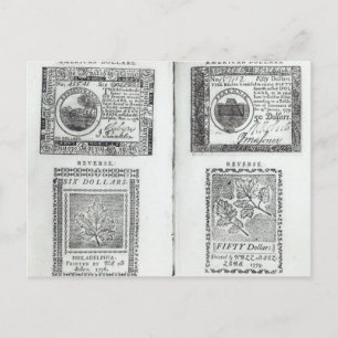 Notes of the Continental Currency Postcard