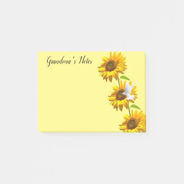 Notes Post it Notes, Sunflower Dove Floral (Front)