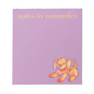 Notes to remember, golden retriever puppy