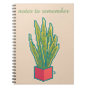Notes to remember, snake plant, pixel art notebook