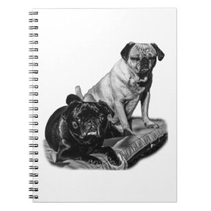 Notes with Pugs, Shaded Charm Notebook