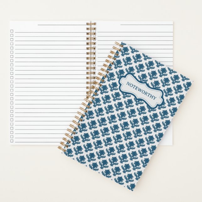 Noteworthy Blue & White French Tapestry Checklist Notebook (Inside)