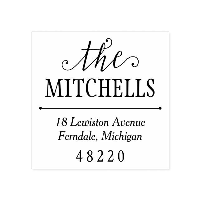 Noteworthy Name Elegant Return Address Rubber Stamp (Imprint)