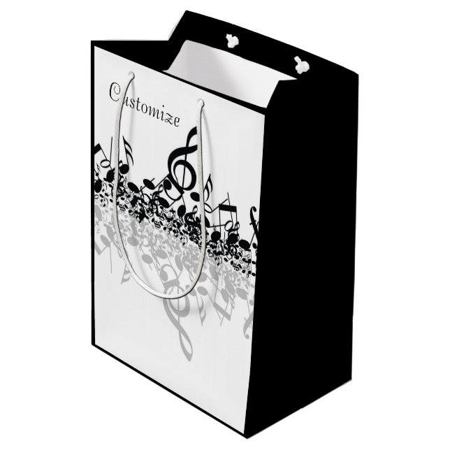 Nothin' But Treble Black Music Notes Gift Bag (Back Angled)