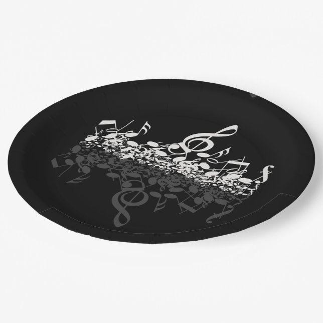 Nothin' But Treble White Music Notes Paper Plates (Angled)