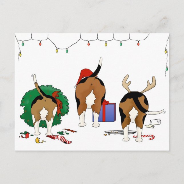 Nothin' Butt A Beagle Christmas Holiday Postcard (Front)