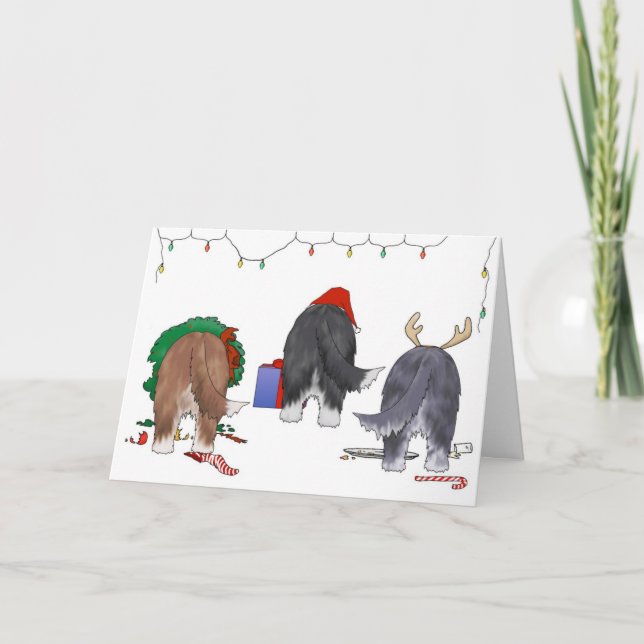 Nothin' Butt A Beardie Christmas Holiday Card (Front)