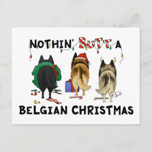 Nothin' Butt A Belgian Christmas Holiday Postcard