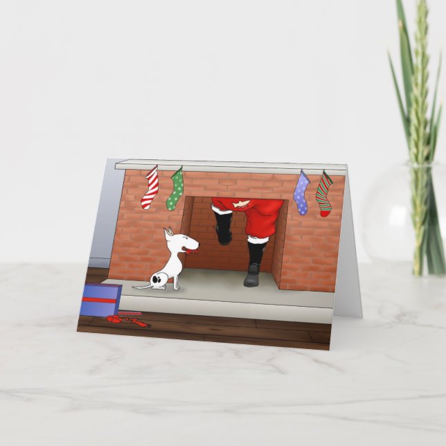 Nothin' Butt A Bull Terrier Christmas Holiday Card (Front)