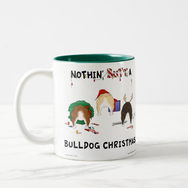 Nothin' Butt A Bulldog Christmas Two-Tone Coffee Mug (Left)