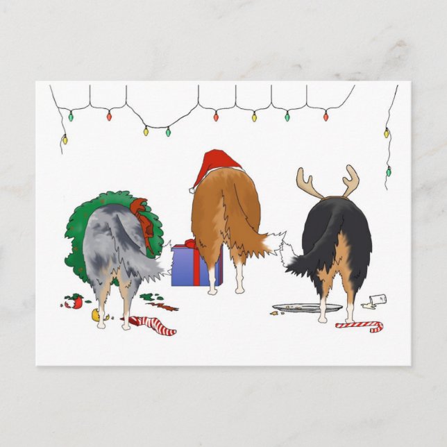 Nothin' Butt A Collie Christmas Holiday Postcard (Front)