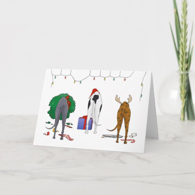 Nothin' Butt A Greyhound Christmas Holiday Card (Front)