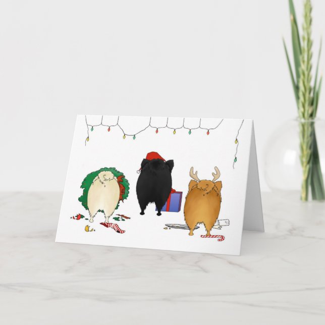 Nothin' Butt A Pomeranian Christmas Holiday Card (Front)