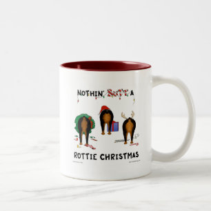 Nothin' Butt A Rottie Christmas Two-Tone Coffee Mug