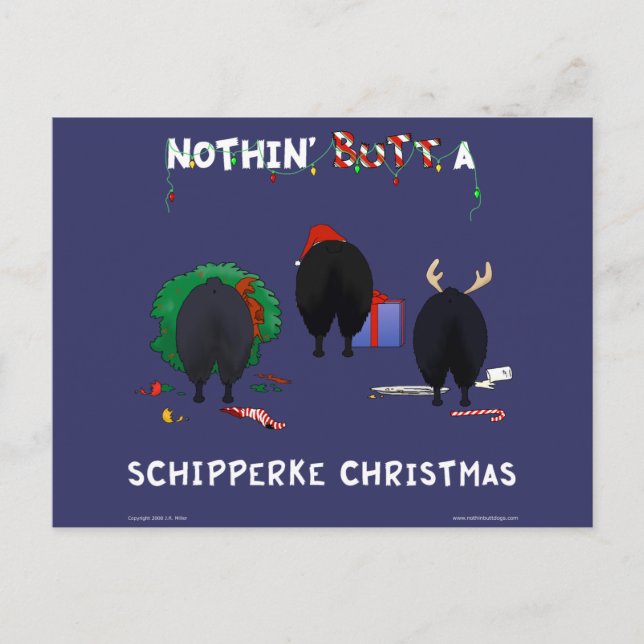 Nothin' Butt A Schipperke Christmas Holiday Postcard (Front)
