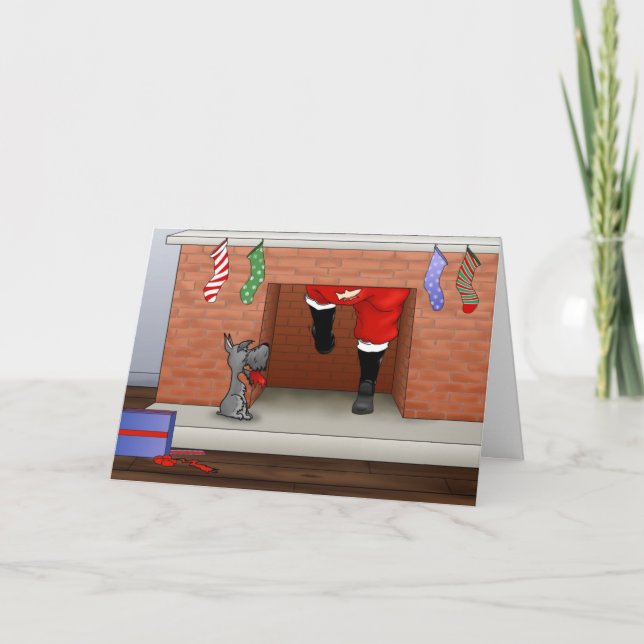 Nothin' Butt A Schnauzer Christmas Holiday Card (Front)