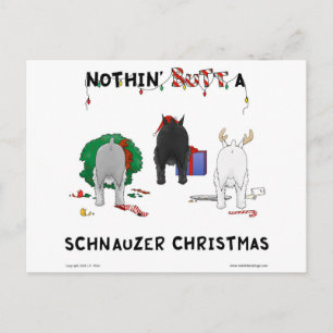 Nothin' Butt A Schnauzer Christmas Holiday Postcard