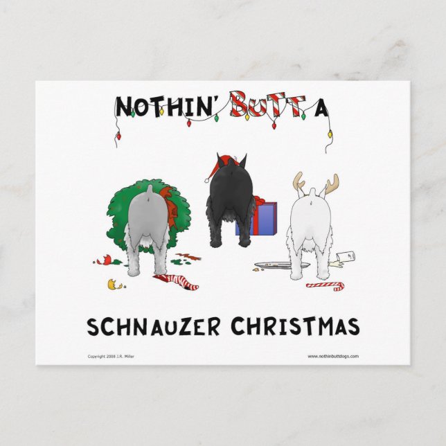 Nothin' Butt A Schnauzer Christmas Holiday Postcard (Front)