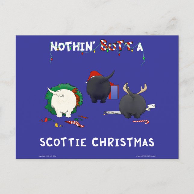 Nothin' Butt A Scottie Christmas Holiday Postcard (Front)