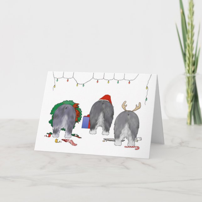 Nothin' Butt A Sheepdog Christmas Holiday Card (Front)