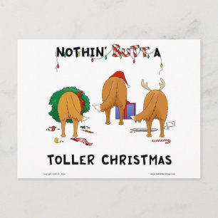 Nothin' Butt A Toller Christmas Holiday Postcard