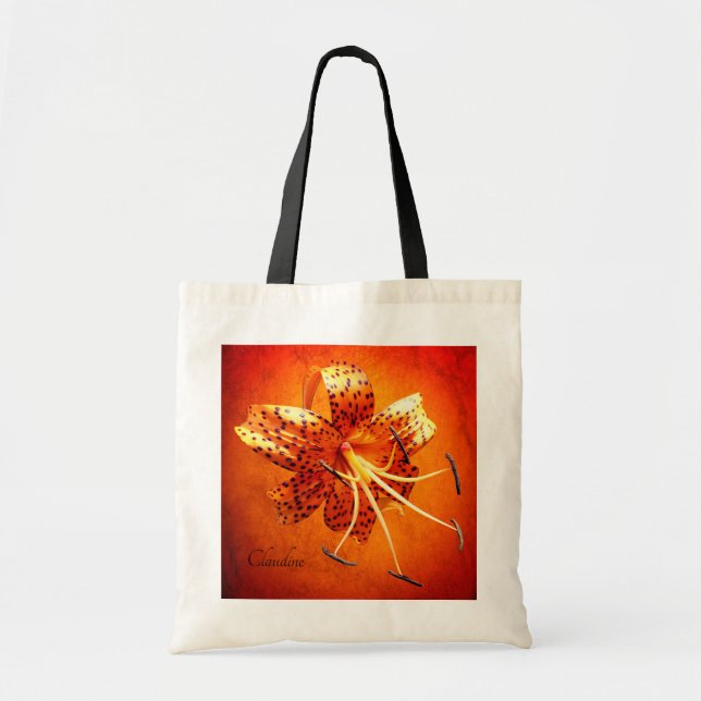 "Nothing Bashful" Tiger Lily Custom Budget Tote (Front)