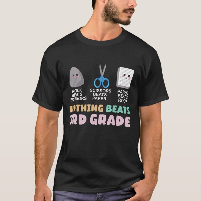 Nothing Beats 3rd Grade Cute Rock Scissors Paper  T-Shirt (Front)