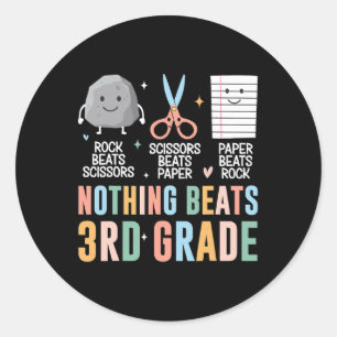 Nothing Beats 3rd Grade Funny Byck To School Kids Classic Round Sticker