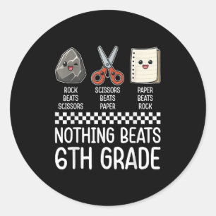 Nothing Beats 6th Grade Funny Back To School Kids Classic Round Sticker