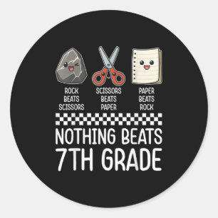 Nothing Beats 7th Grade Funny Back To School Kids Classic Round Sticker