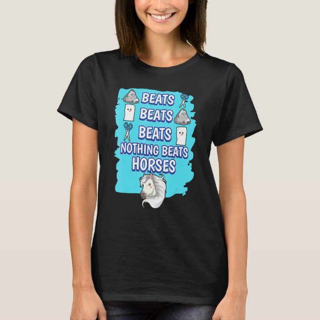 Nothing Beats Horses Rock Paper Scissors Game Hors T-Shirt (Front)