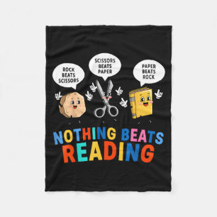 Nothing beats reading funny book lover graphic fleece blanket